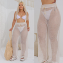 Calça Saída de Praia Feminina Longa com Cordão | Moda Praia Verão Leve e Confortável